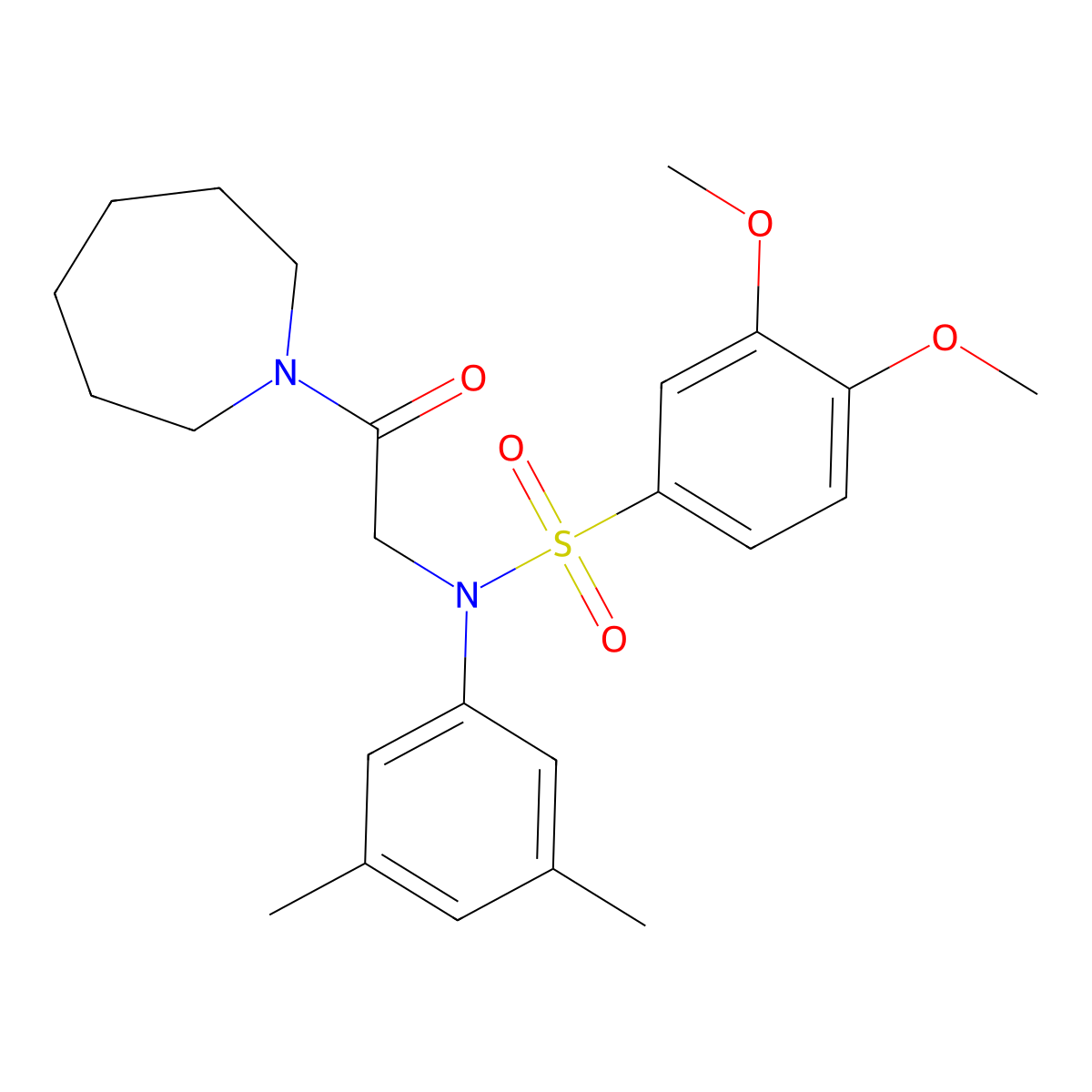 N-[2-(azepan-1-yl)-2-oxoethyl]-N-(3,5-dimethylphenyl)-3,4-dimethoxybenzenesulfonamide molecular structure, CAS 359638-30-5