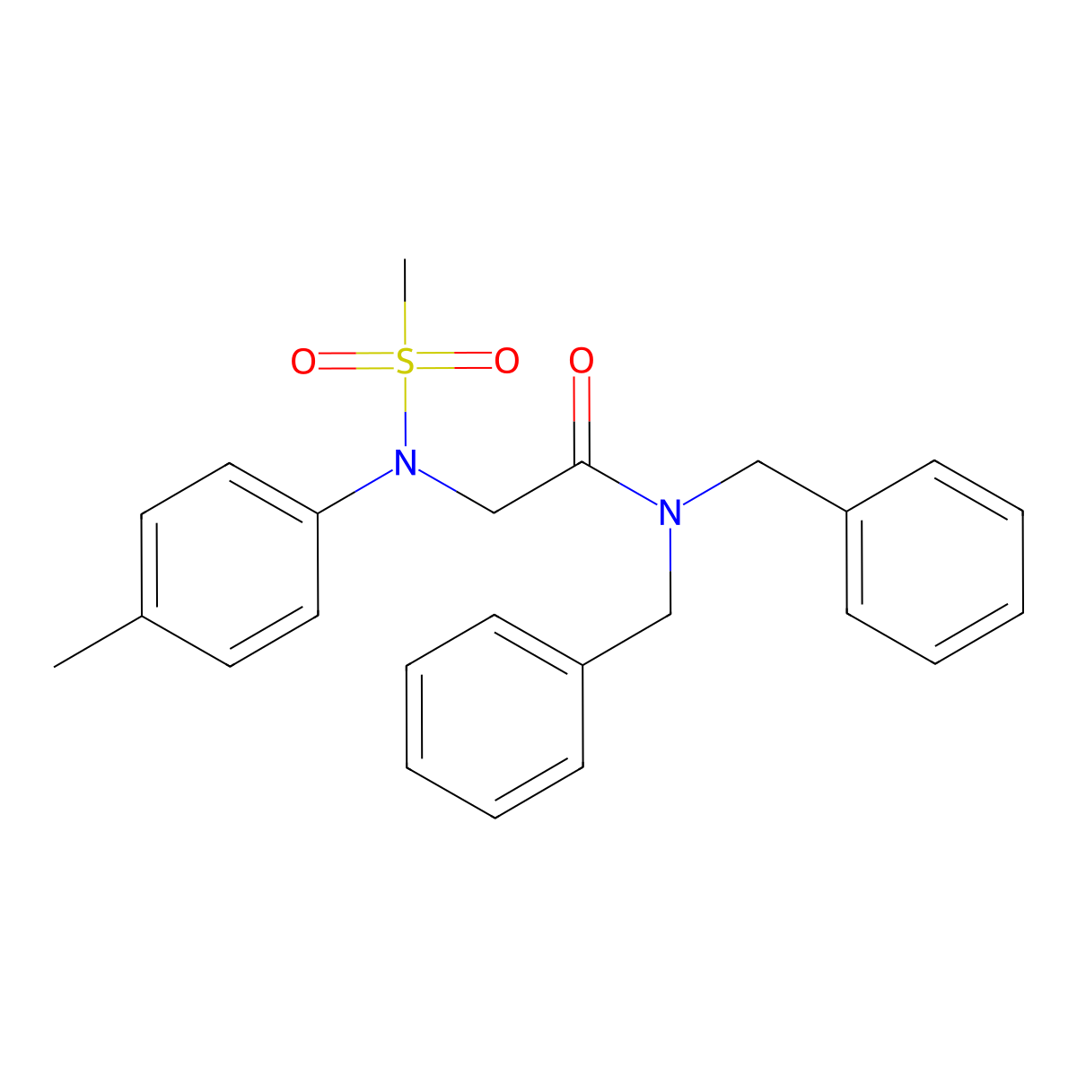 N,N-dibenzyl-2-(4-methyl-N-methylsulfonylanilino)acetamide molecular structure, CAS 359639-66-0
