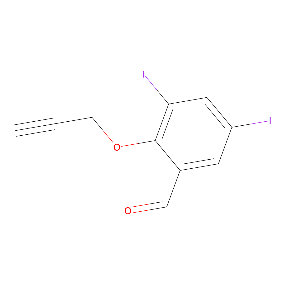 3,5-Diiodo-2-(prop-2-yn-1-yloxy)benzaldehyde molecular structure, CAS 359644-42-1
