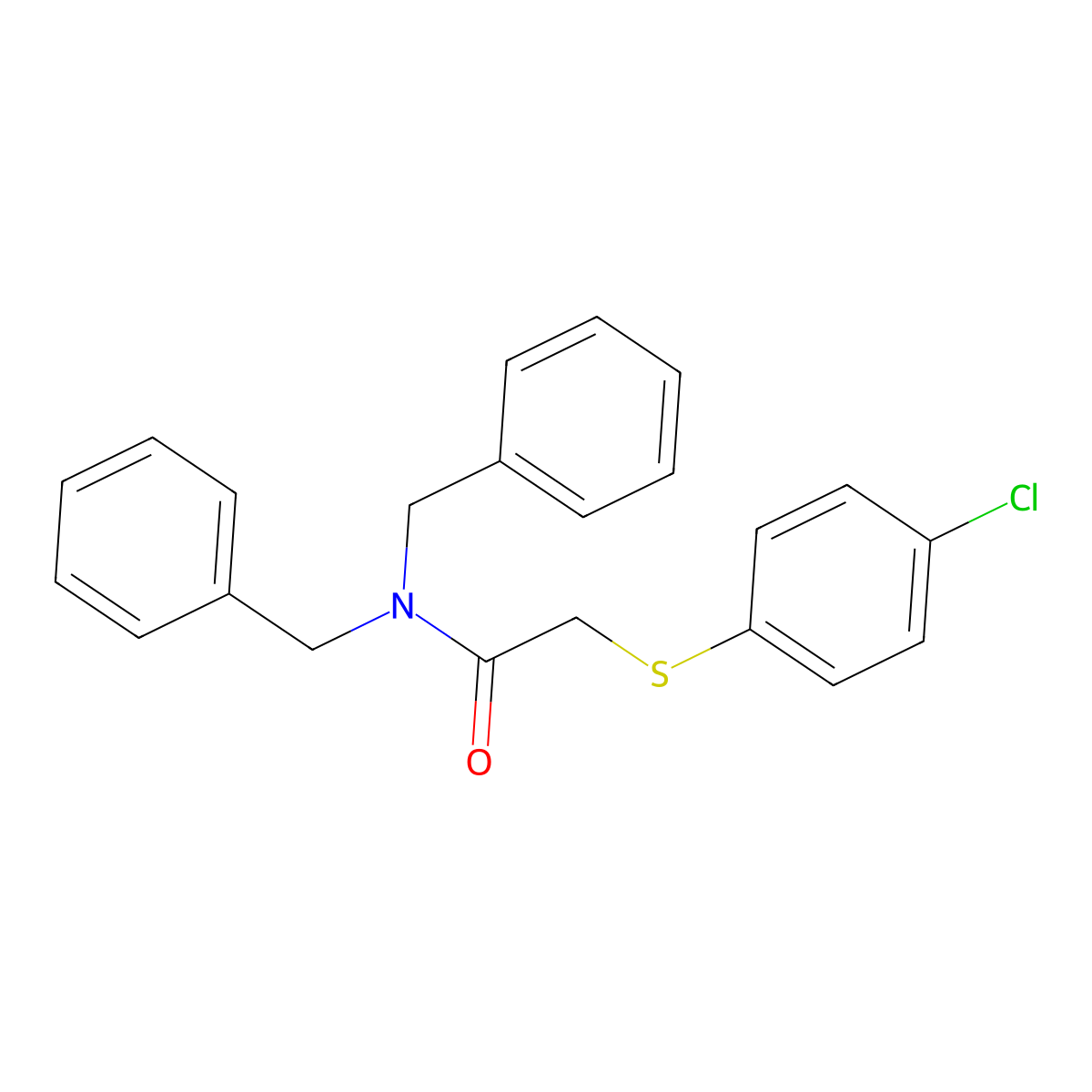 N,N-dibenzyl-2-(4-chlorophenyl)sulfanylacetamide molecular structure, CAS 359646-38-1
