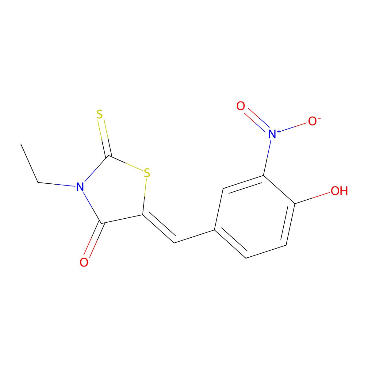 3-Ethyl-5-[(4-hydroxy-3-nitrophenyl)methylidene]-2-sulfanylidene-1,3-thiazolidin-4-one molecular structure, CAS 359648-33-2