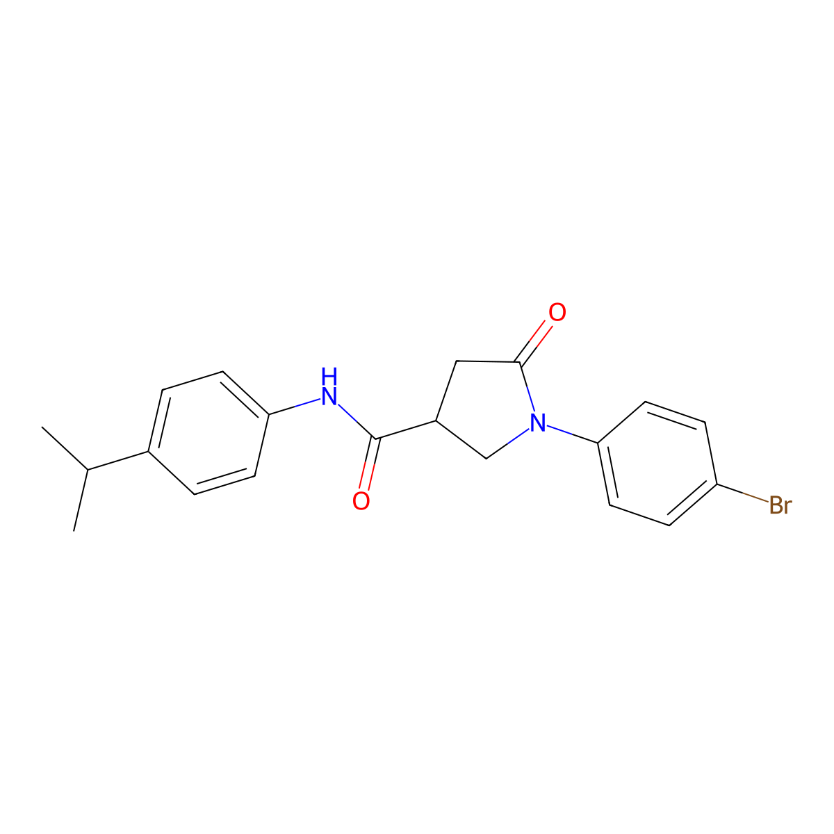 1-(4-bromophenyl)-5-oxo-N-(4-propan-2-ylphenyl)pyrrolidine-3-carboxamide molecular structure, CAS 359686-11-6