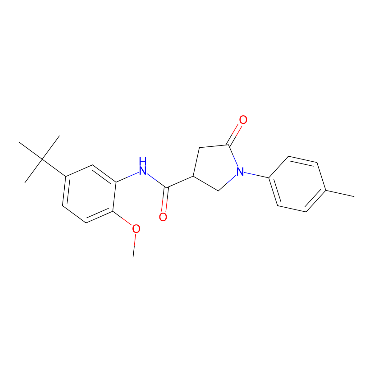 N-(5-tert-butyl-2-methoxyphenyl)-1-(4-methylphenyl)-5-oxopyrrolidine-3-carboxamide molecular structure, CAS 359686-16-1