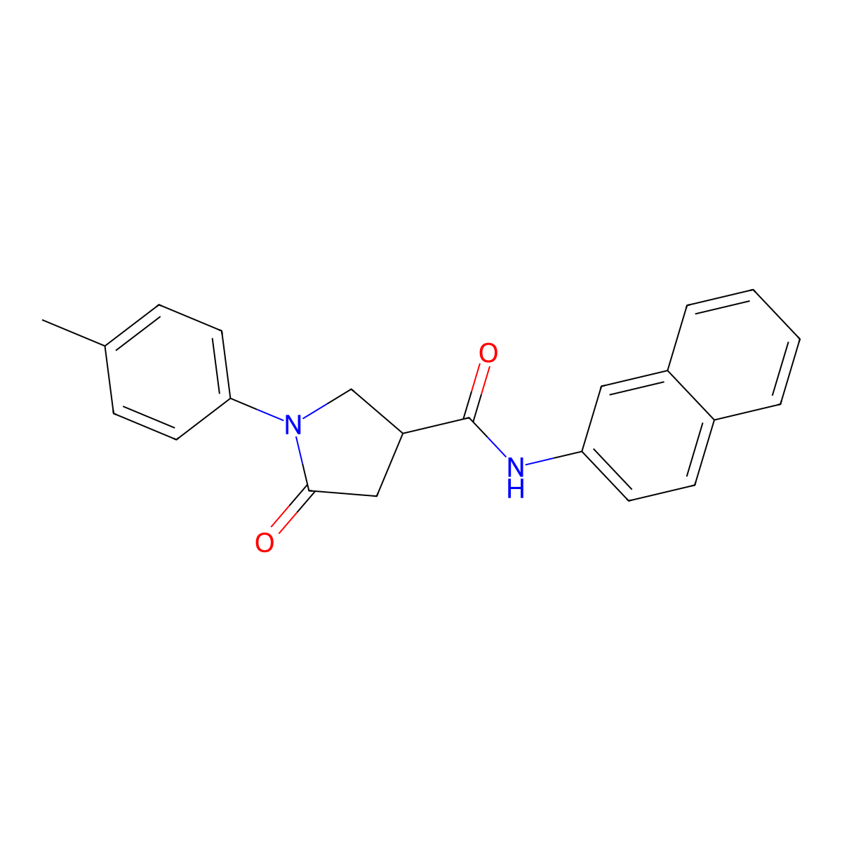 1-(4-methylphenyl)-N-naphthalen-2-yl-5-oxopyrrolidine-3-carboxamide molecular structure, CAS 359686-22-9