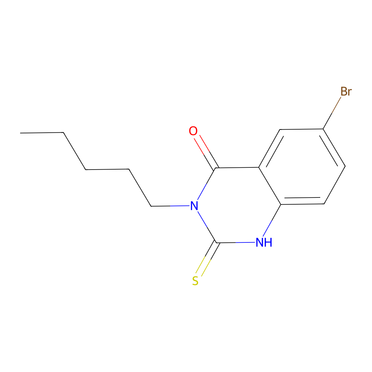 6-Bromo-3-pentyl-2-sulfanyl-3,4-dihydroquinazolin-4-one molecular structure, CAS 35969-98-3