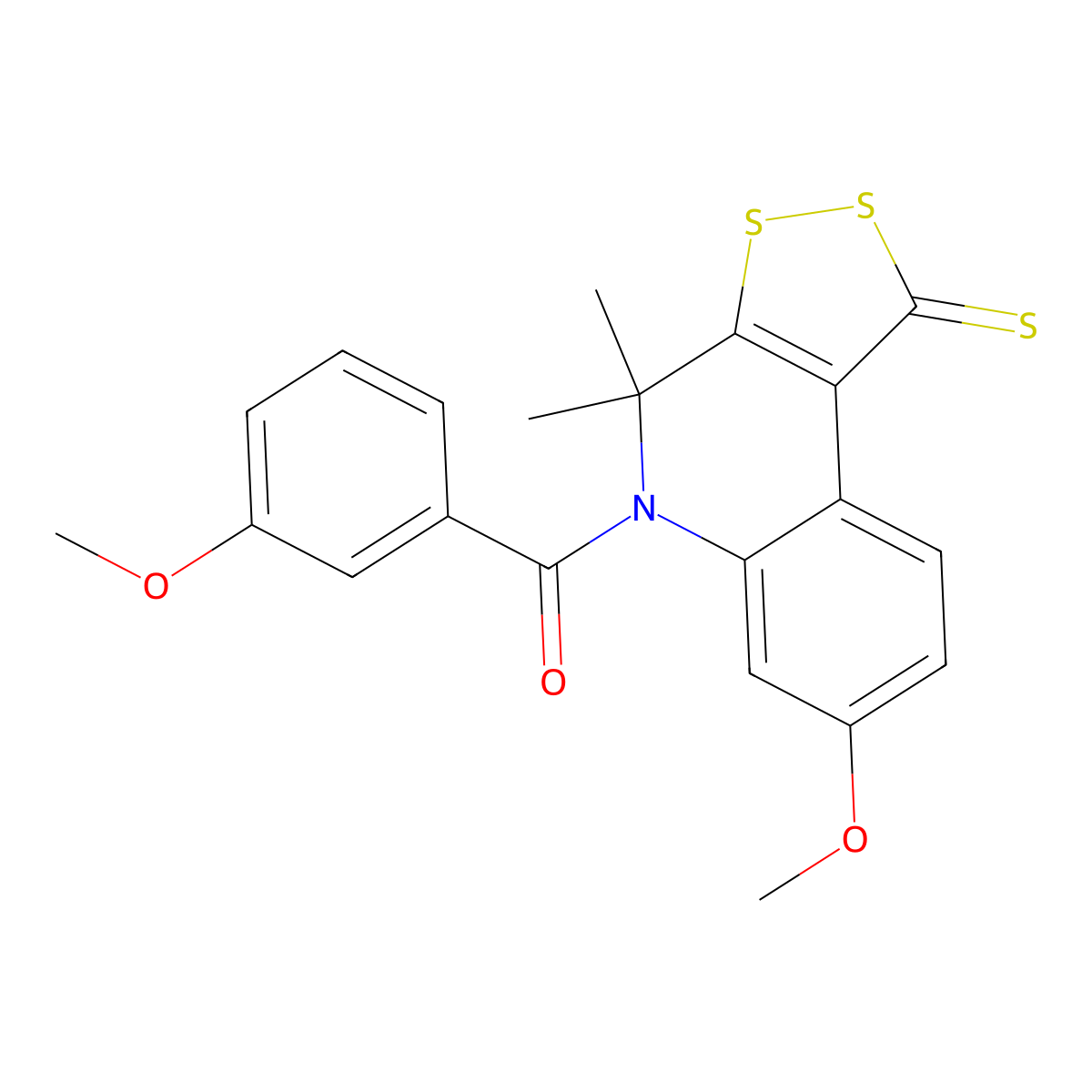 (7-Methoxy-4,4-dimethyl-1-sulfanylidenedithiolo[3,4-c]quinolin-5-yl)-(3-methoxyphenyl)methanone molecular structure, CAS 359692-89-0