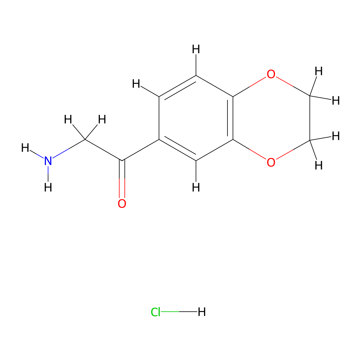 2-Amino-1-(2,3-dihydrobenzo[b][1,4]dioxin-6-yl)ethanone hydrochloride molecular structure, CAS 35970-31-1