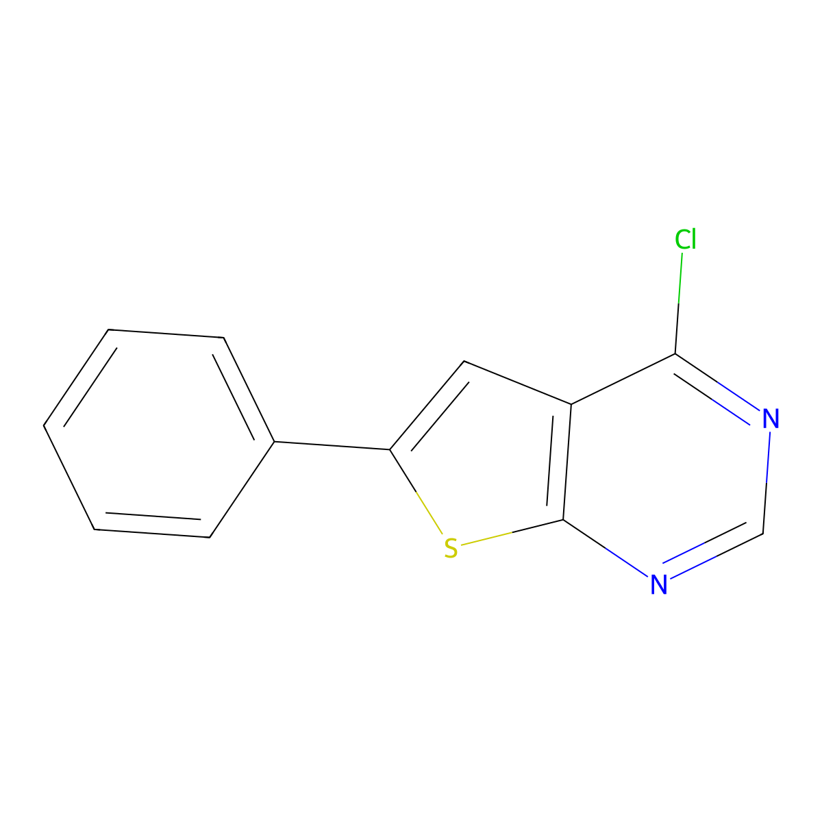 4-Chloro-6-phenylthieno(2,3-d)pyrimidine molecular structure, CAS 35970-79-7