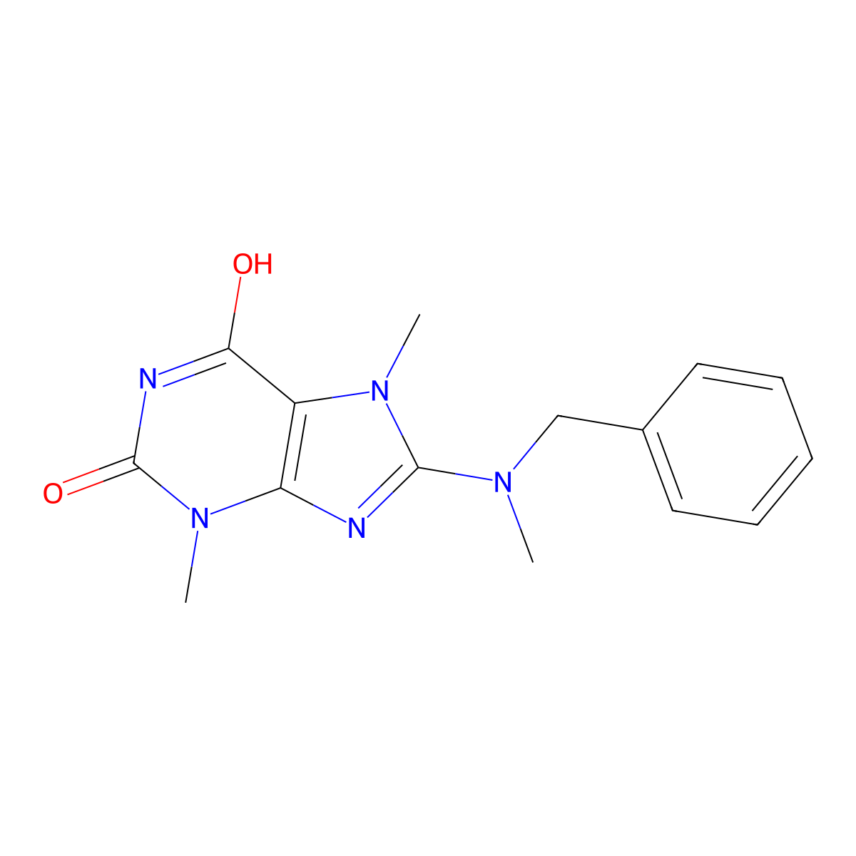 8-(Benzyl(methyl)amino)-3,7-dimethyl-3,7-dihydro-1H-purine-2,6-dione molecular structure, CAS 359712-75-7
