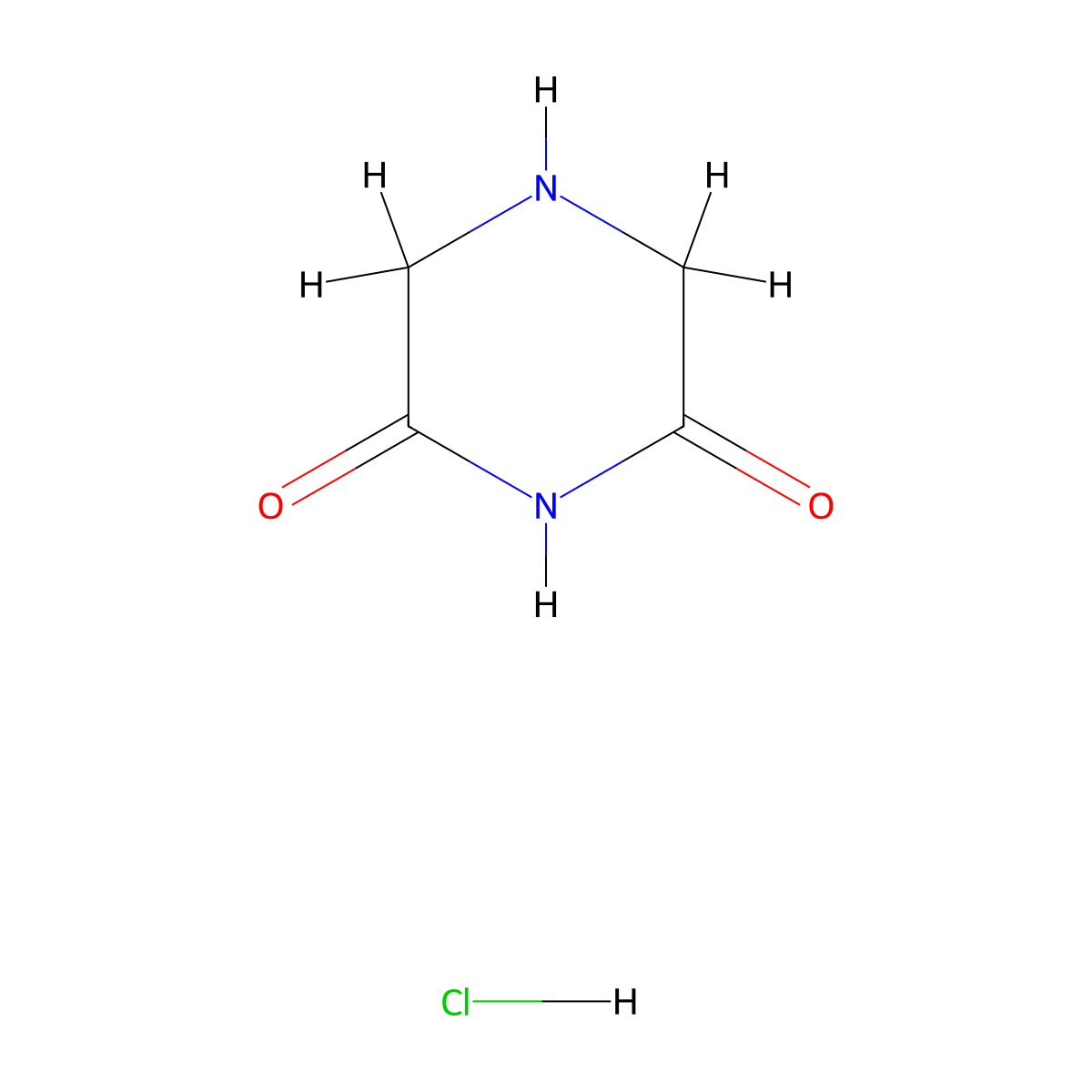 Piperazine-2,6-dione hydrochloride molecular structure, CAS 35975-30-5
