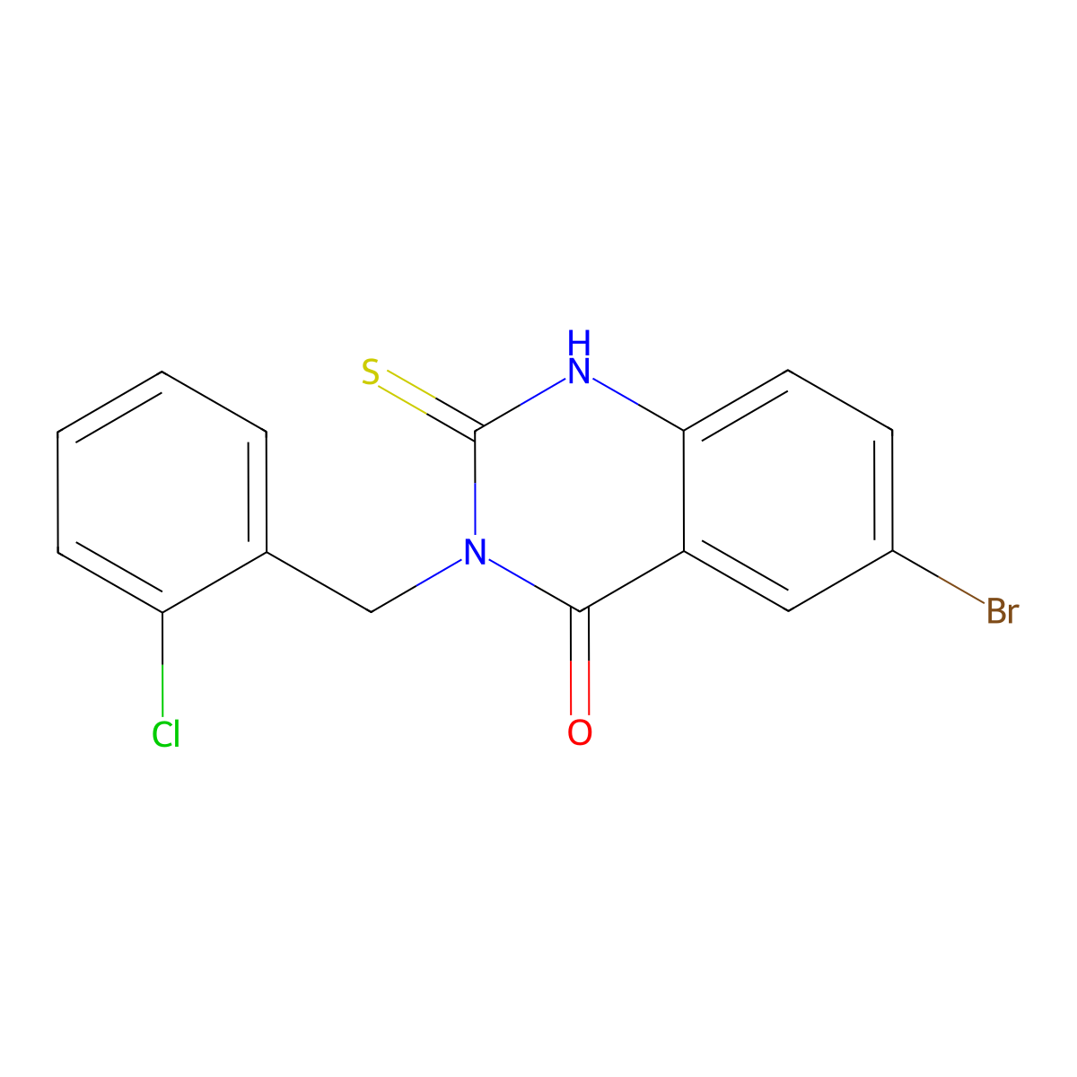 6-Bromo-3-[(2-chlorophenyl)methyl]-2-sulfanyl-3,4-dihydroquinazolin-4-one molecular structure, CAS 35977-19-6