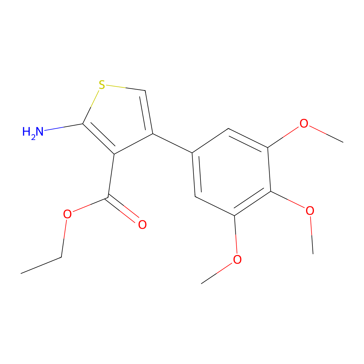 Ethyl 2-amino-4-(3,4,5-trimethoxyphenyl)-3-thiophenecarboxylate molecular structure, CAS 35978-32-6