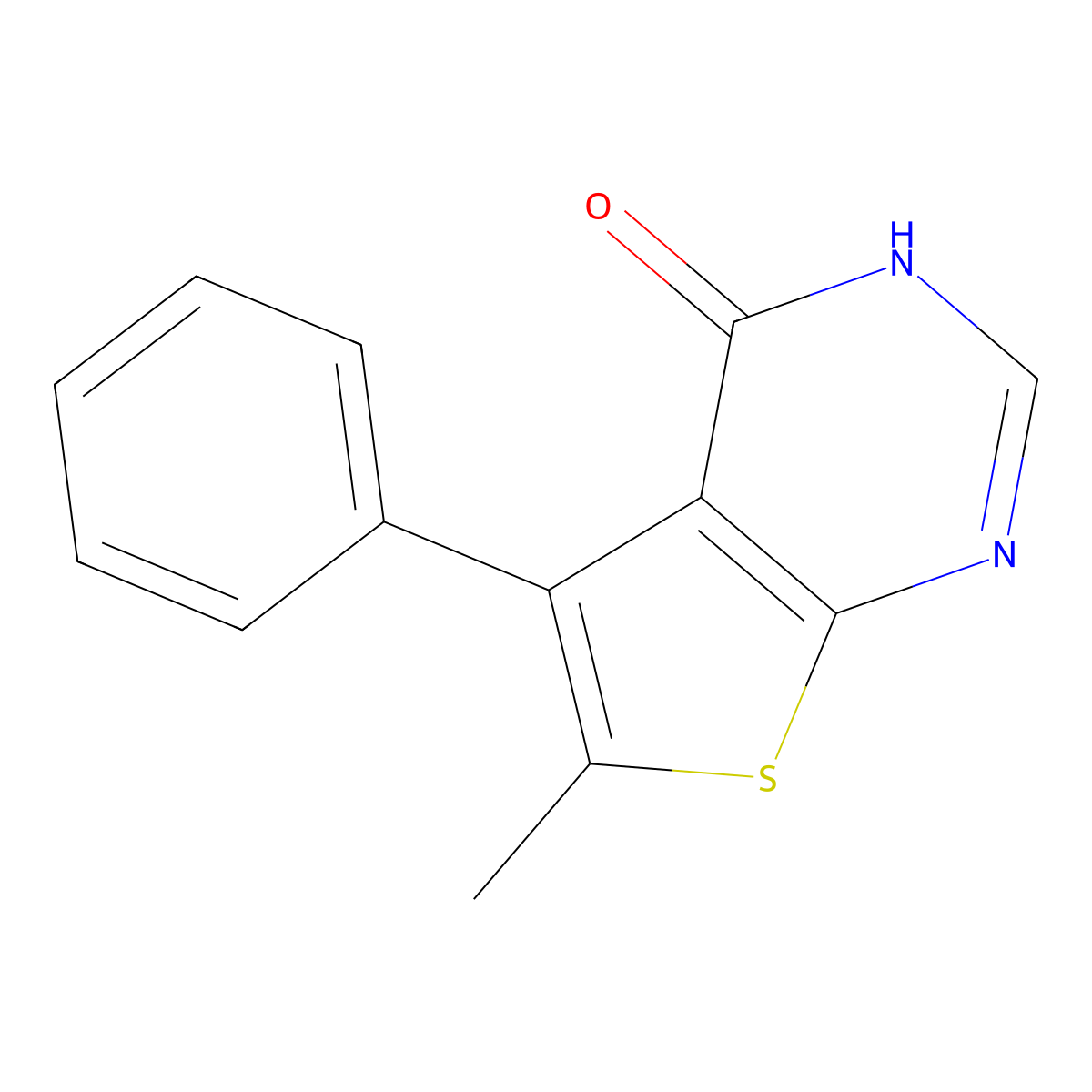 6-methyl-5-phenyl-3H,4H-thieno(2,3-d)pyrimidin-4-one molecular structure, CAS 35978-38-2