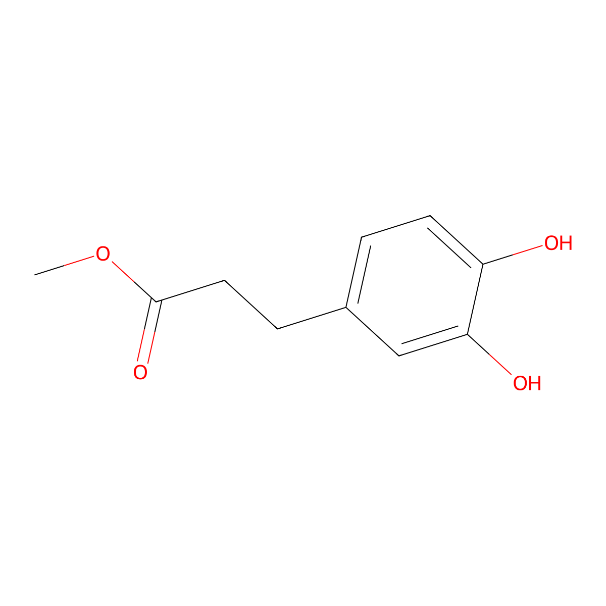 Benzenepropanoic acid, 3,4-dihydroxy-, methyl ester molecular structure, CAS 3598-22-9