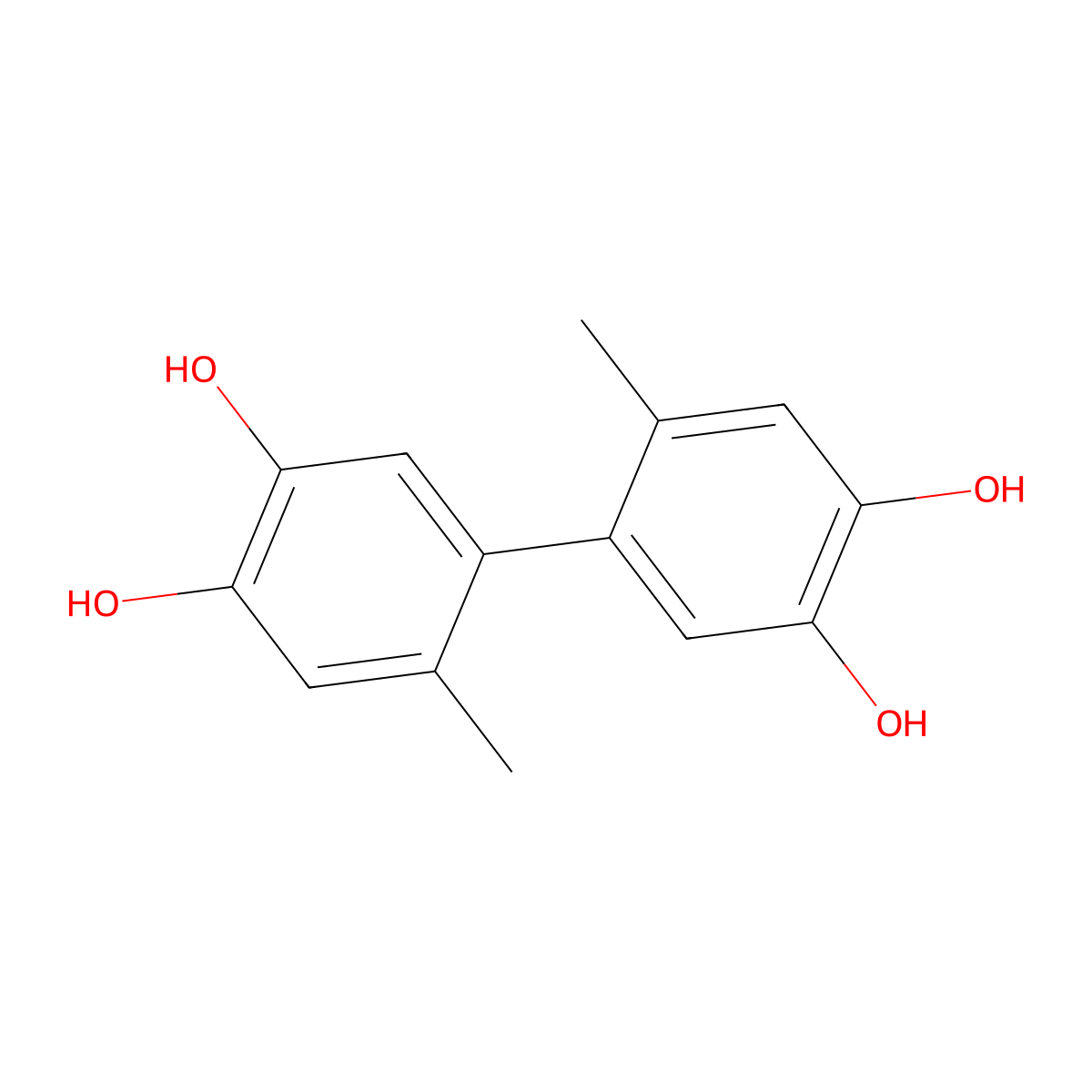 6,6'-Dimethyl(1,1'-biphenyl)-3,3',4,4'-tetraol molecular structure, CAS 3598-31-0