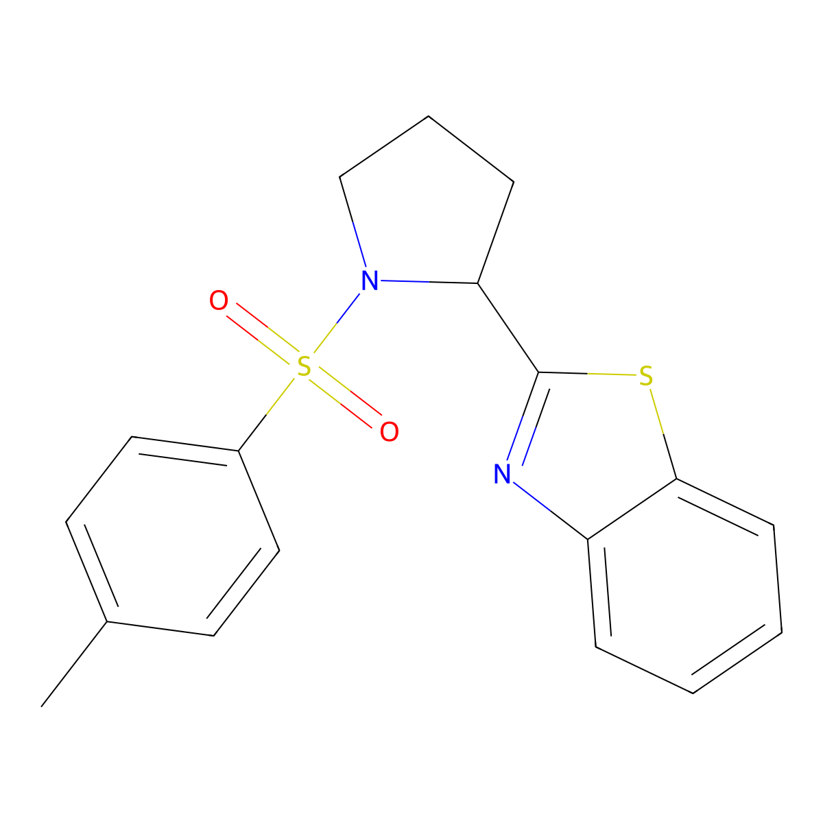 2-{1-[(4-Methylphenyl)sulfonyl]-2-pyrrolidinyl}-1,3-benzothiazole molecular structure, CAS 359802-85-0