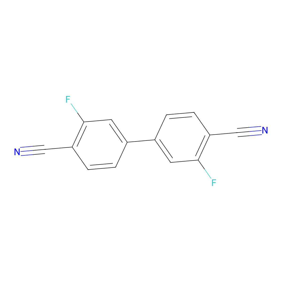 3,3'-Difluoro-[1,1'-biphenyl]-4,4'-dicarbonitrile molecular structure, CAS 359813-00-6