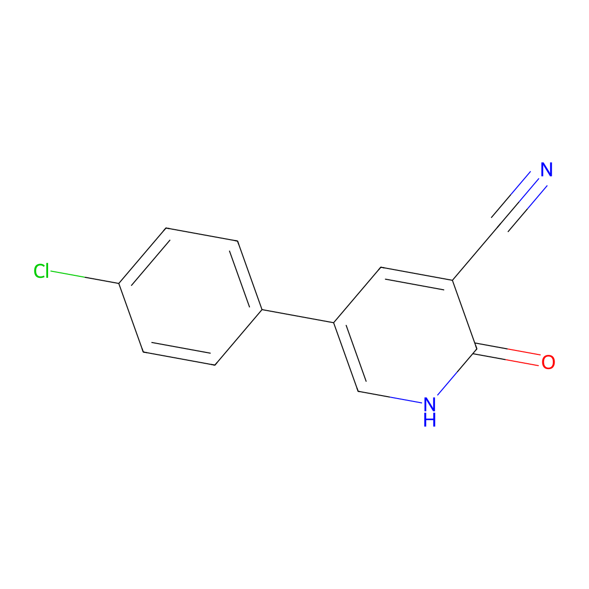 5-(4-Chlorophenyl)-2-oxo-1,2-dihydropyridine-3-carbonitrile molecular structure, CAS 35982-98-0