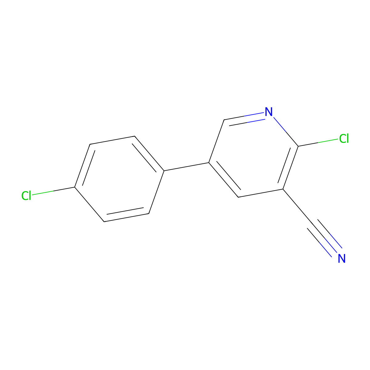 2-Chloro-5-(4-chlorophenyl)nicotinonitrile molecular structure, CAS 35982-99-1