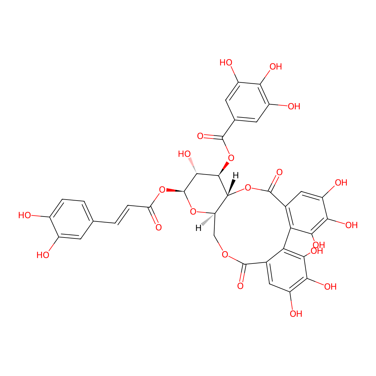 1-O-Caffeoyl-3-O-galloyl-4,6-(S)-hexahydroxydiphen molecular structure, CAS 359828-21-0