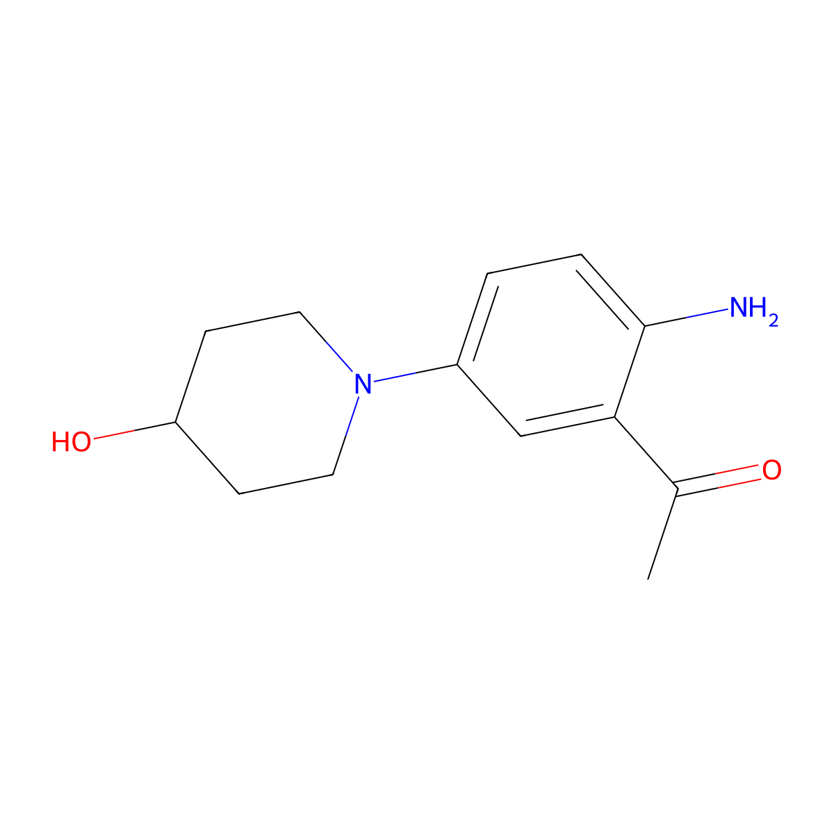 1-[2-Amino-5-(4-hydroxypiperidino)phenyl]-1-ethanone molecular structure, CAS 359841-43-3