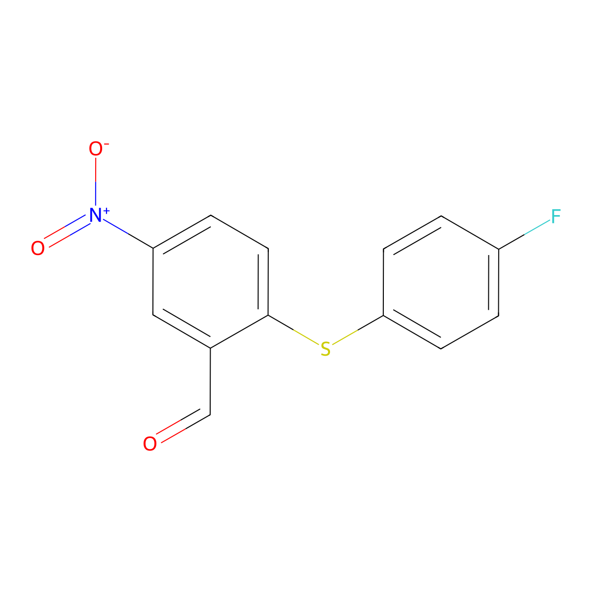 2-[(4-Fluorophenyl)sulfanyl]-5-nitrobenzenecarbaldehyde molecular structure, CAS 35985-70-7