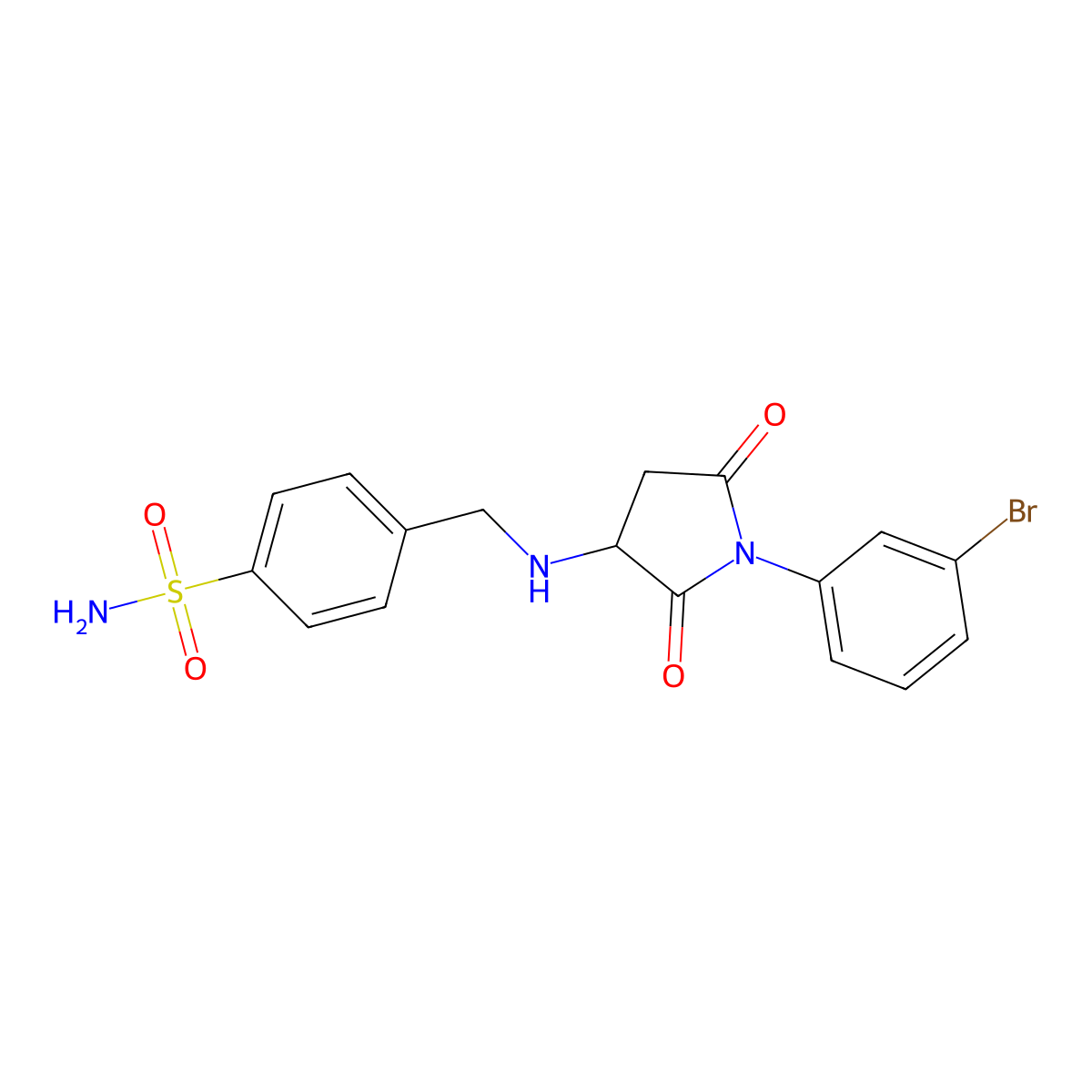 4-({[1-(3-Bromophenyl)-2,5-dioxopyrrolidin-3-yl]amino}methyl)benzenesulfonamide molecular structure, CAS 359851-38-0