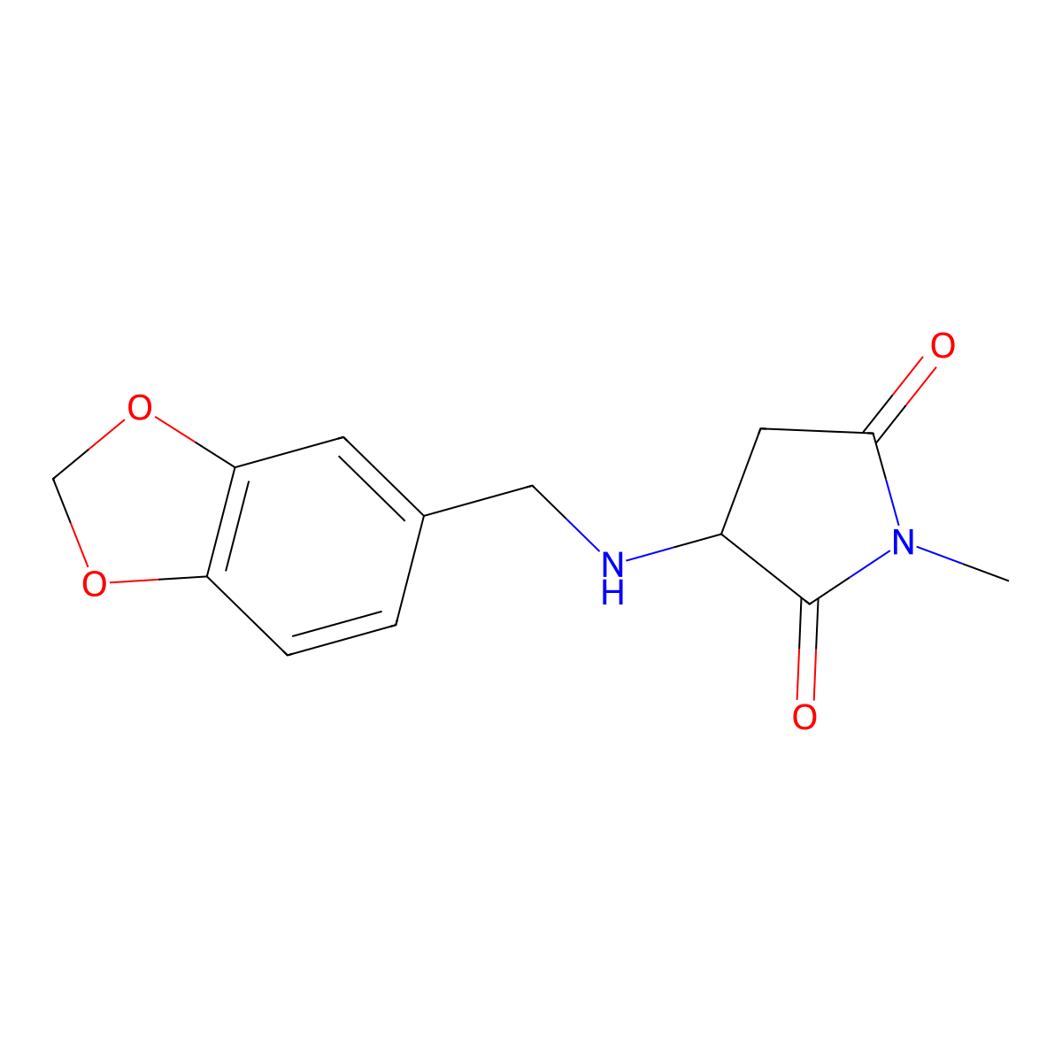 3-(1,3-Benzodioxol-5-ylmethylamino)-1-methylpyrrolidine-2,5-dione molecular structure, CAS 359851-62-0