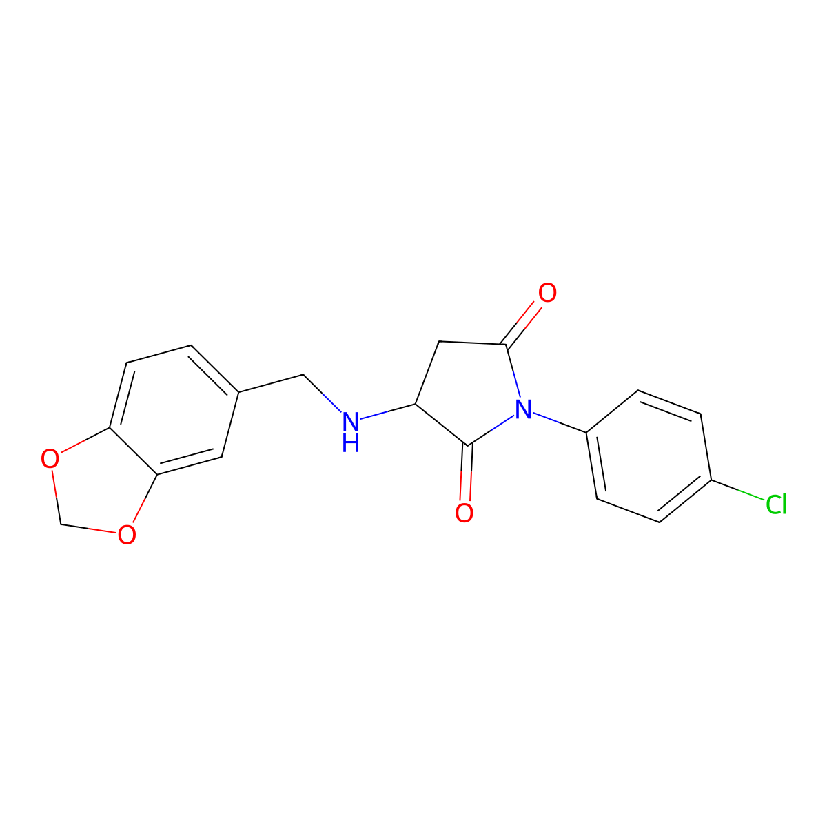 3-(1,3-Benzodioxol-5-ylmethylamino)-1-(4-chlorophenyl)pyrrolidine-2,5-dione molecular structure, CAS 359851-63-1