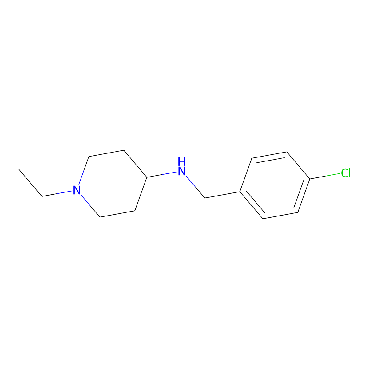 N-[(4-chlorophenyl)methyl]-1-ethylpiperidin-4-amine molecular structure, CAS 359878-27-6