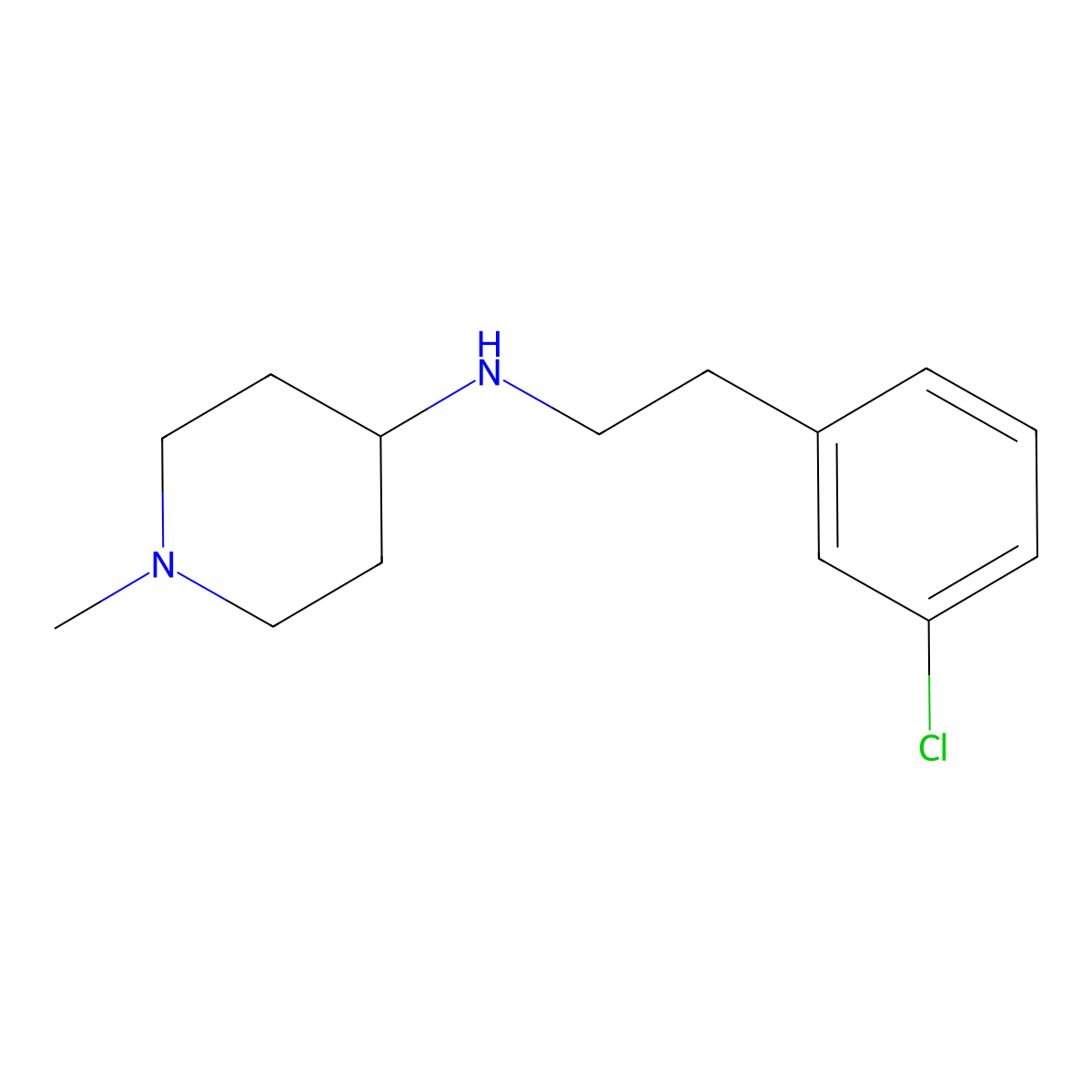 N-[2-(3-chlorophenyl)ethyl]-1-methylpiperidin-4-amine molecular structure, CAS 359879-25-7