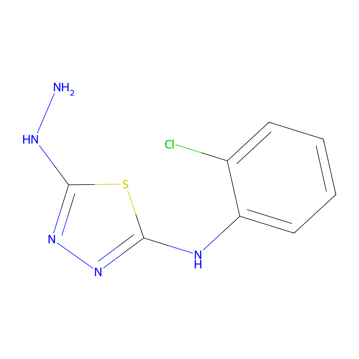 N-(2-chlorophenyl)-5-hydrazinyl-1,3,4-thiadiazol-2-amine molecular structure, CAS 359886-04-7