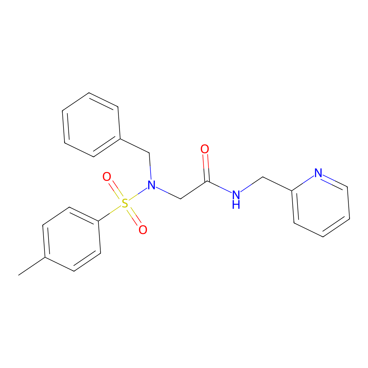 2-[benzyl-(4-methylphenyl)sulfonylamino]-N-(pyridin-2-ylmethyl)acetamide molecular structure, CAS 359898-68-3