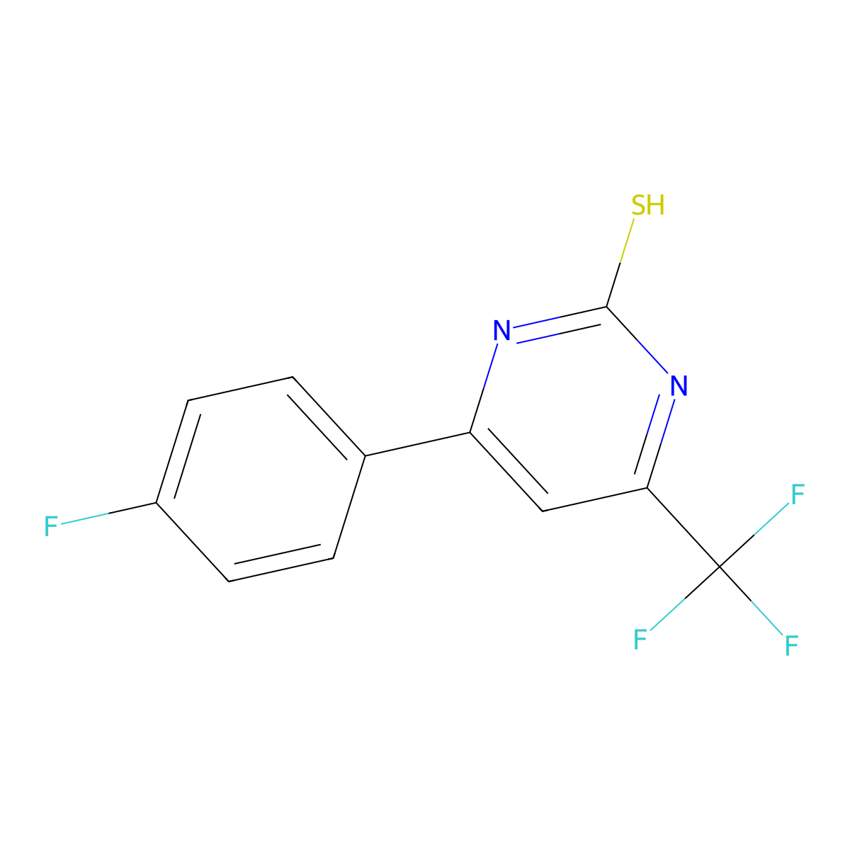 4-(4-Fluorophenyl)-6-(trifluoromethyl)pyrimidine-2-thiol molecular structure, CAS 359899-79-9