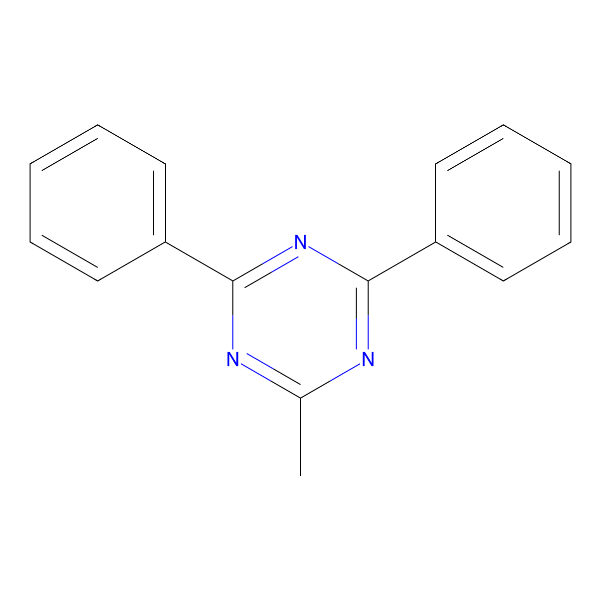 2-Methyl-4,6-diphenyl-1,3,5-triazine molecular structure, CAS 3599-62-0