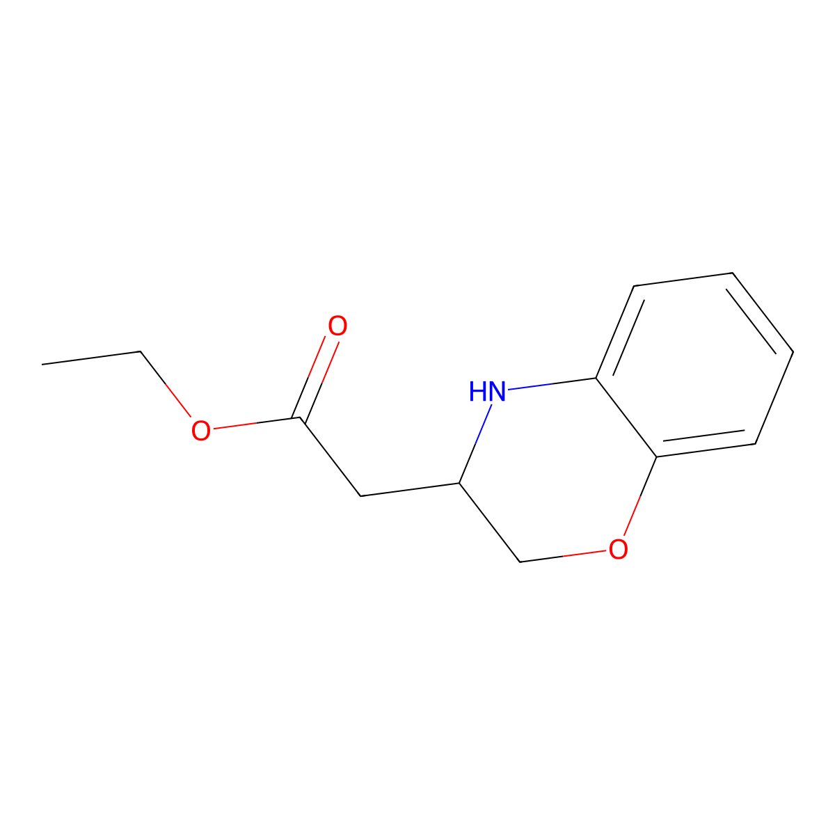 Ethyl 3,4-dihydro-2H-1,4-benzoxazine-3-acetate molecular structure, CAS 35990-53-5