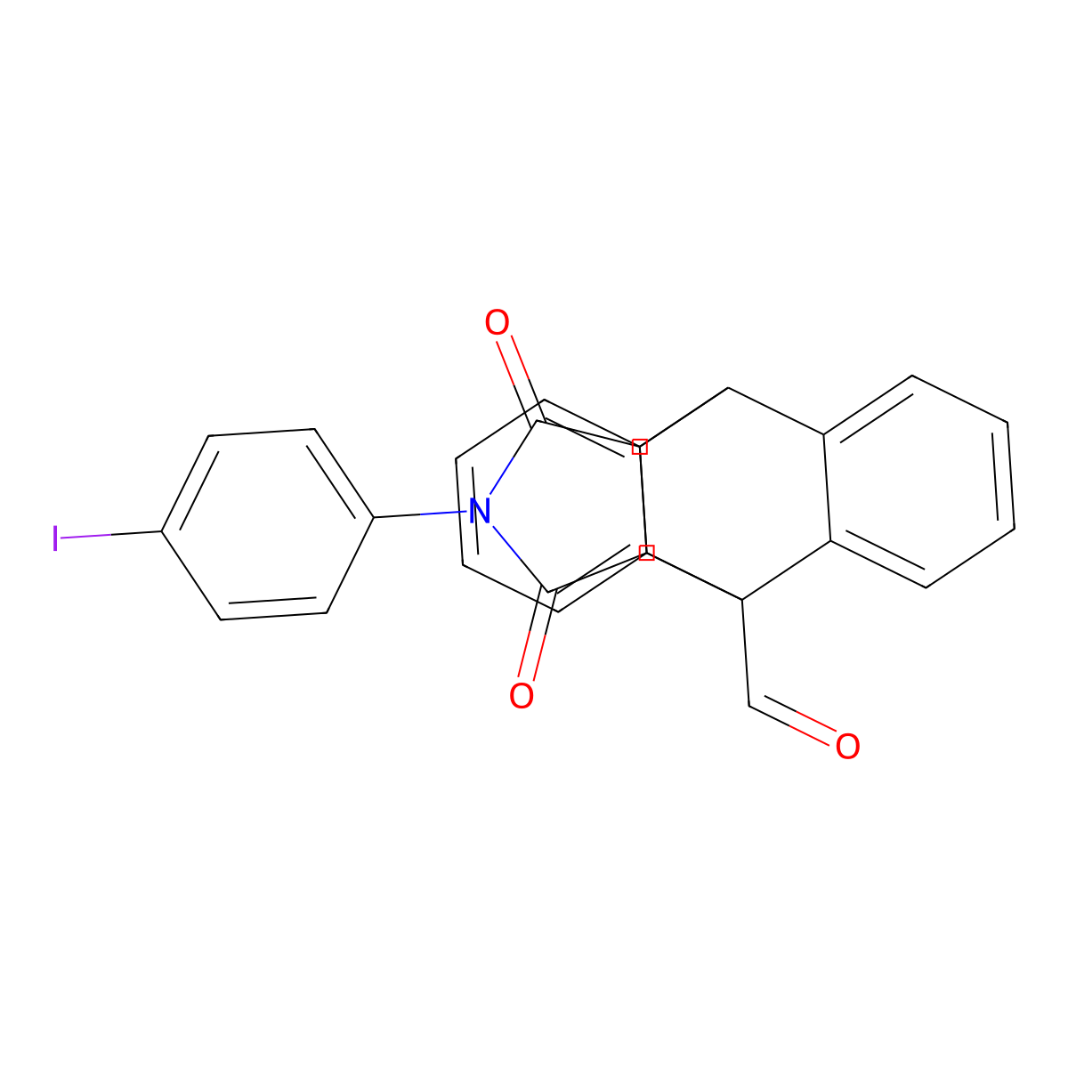 17-(4-Iodophenyl)-16,18-dioxo-17-azapentacyclo[6.6.5.0~2,7~.0~9,14~.0~15,19~]nonadeca-2,4,6,9,11,13-hexaene-1-carbaldehyde molecular structure, CAS 359901-17-0