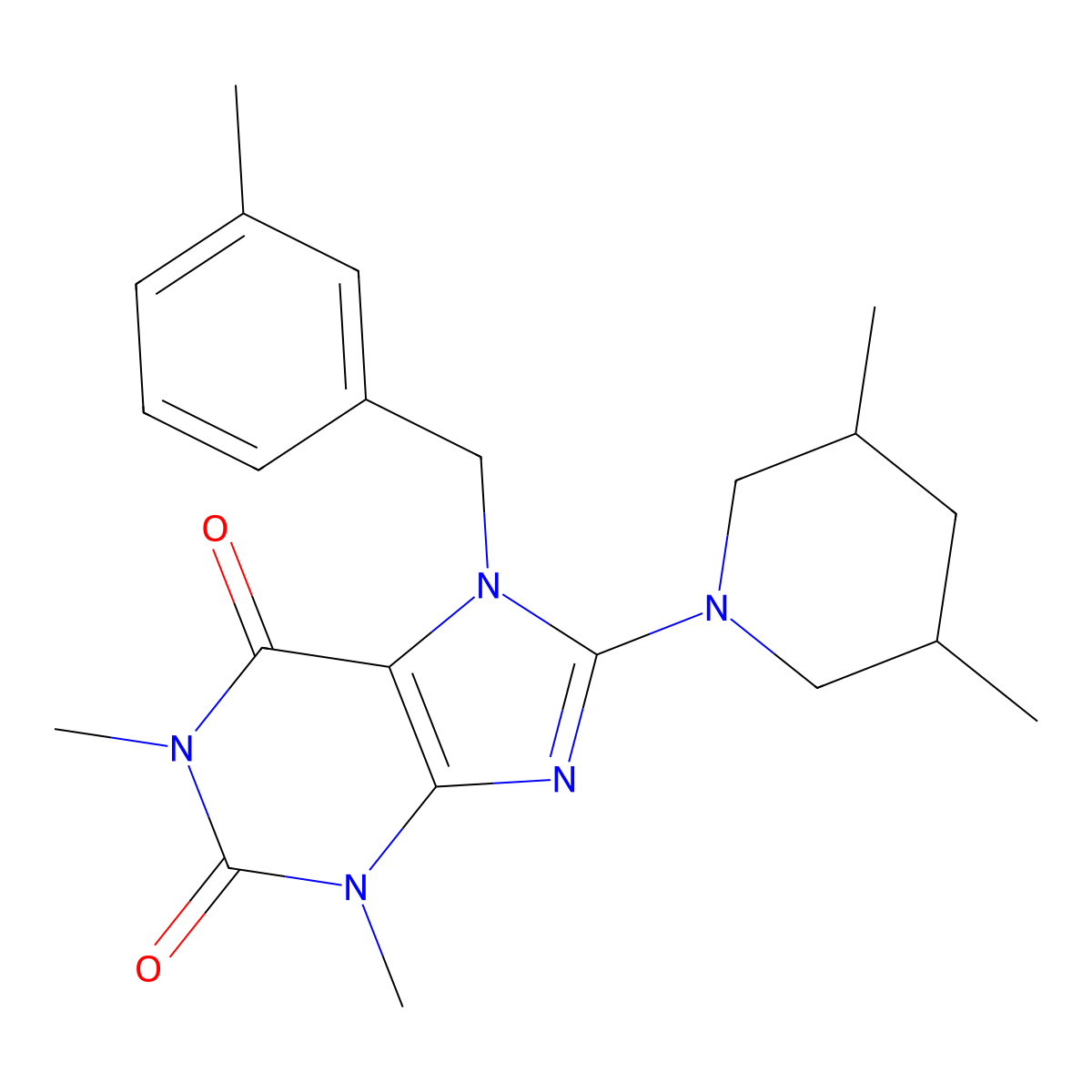 8-(3,5-Dimethylpiperidin-1-yl)-1,3-dimethyl-7-[(3-methylphenyl)methyl]purine-2,6-dione molecular structure, CAS 359901-57-8