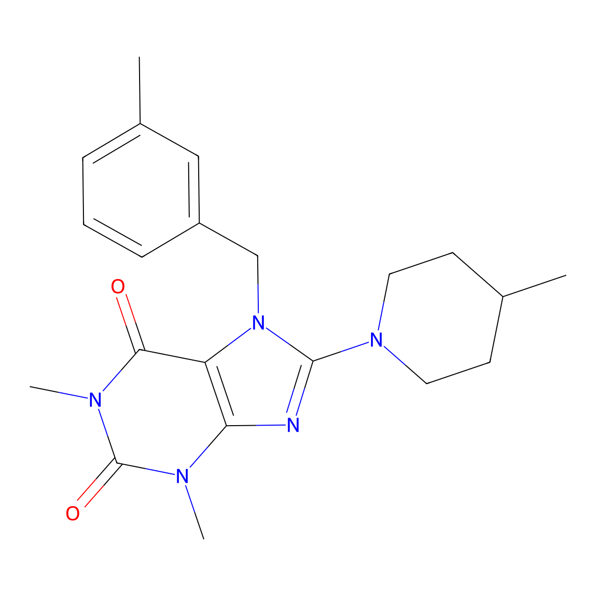 1,3-Dimethyl-7-[(3-methylphenyl)methyl]-8-(4-methylpiperidin-1-yl)purine-2,6-dione molecular structure, CAS 359901-59-0