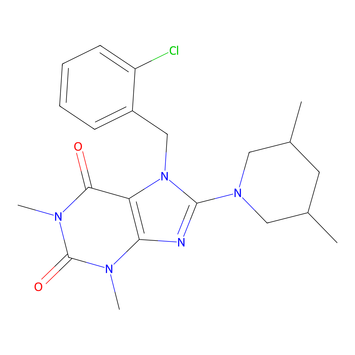 7-(2-chlorobenzyl)-8-(3,5-dimethylpiperidin-1-yl)-1,3-dimethyl-1H-purine-2,6(3H,7H)-dione molecular structure, CAS 359902-74-2