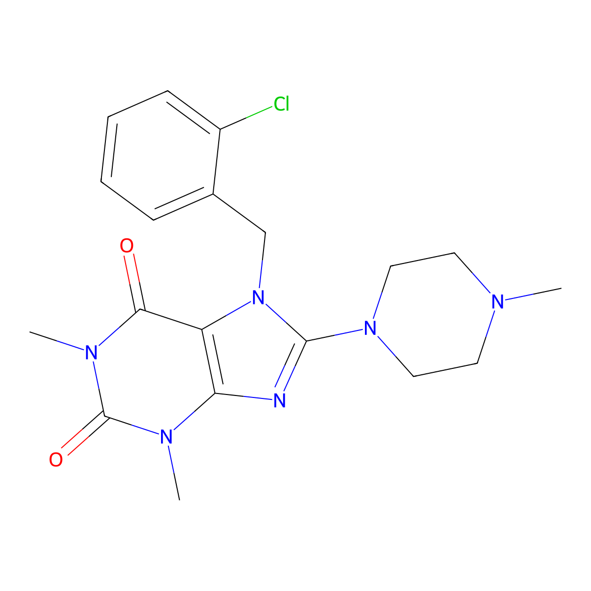 7-[(2-Chlorophenyl)methyl]-1,3-dimethyl-8-(4-methylpiperazin-1-yl)purine-2,6-dione molecular structure, CAS 359902-76-4