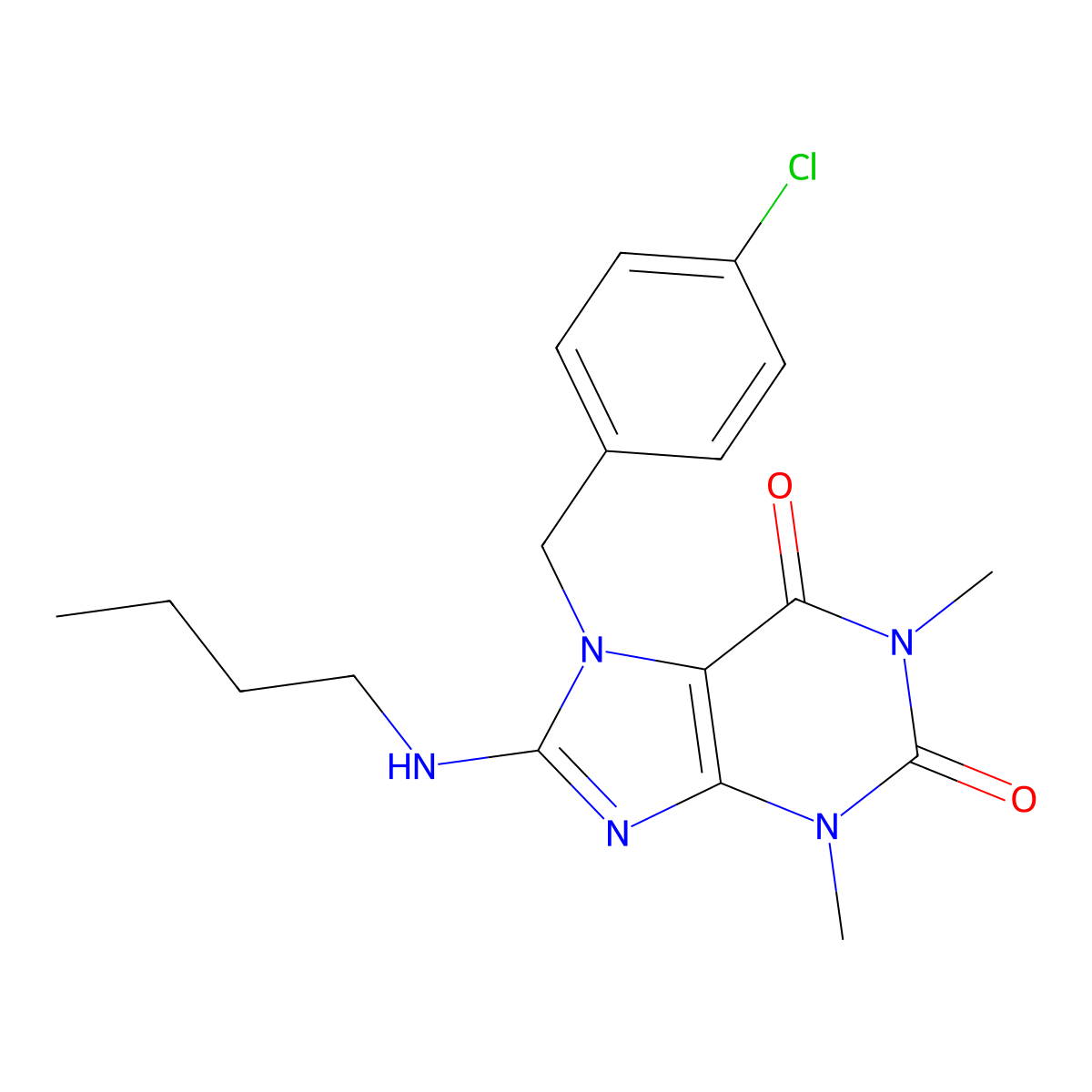 8-(butylamino)-7-(4-chlorobenzyl)-1,3-dimethyl-3,7-dihydro-1H-purine-2,6-dione molecular structure, CAS 359903-14-3
