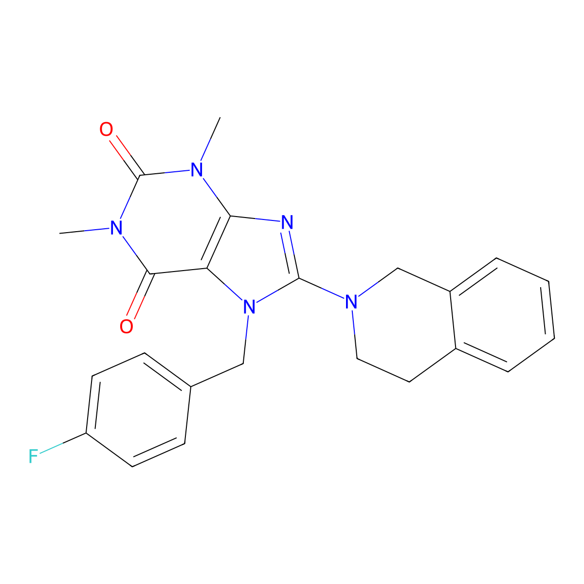 8-(3,4-dihydroisoquinolin-2(1H)-yl)-7-(4-fluorobenzyl)-1,3-dimethyl-3,7-dihydro-1H-purine-2,6-dione molecular structure, CAS 359907-24-7