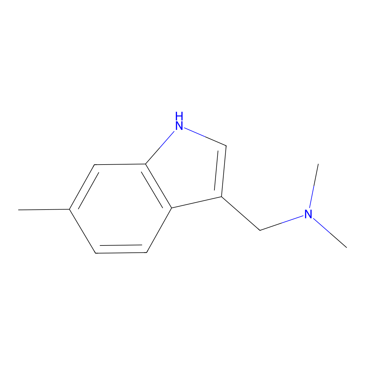 N,N-dimethyl-1-(6-methyl-1H-indol-3-yl)methanamine molecular structure, CAS 35998-04-0