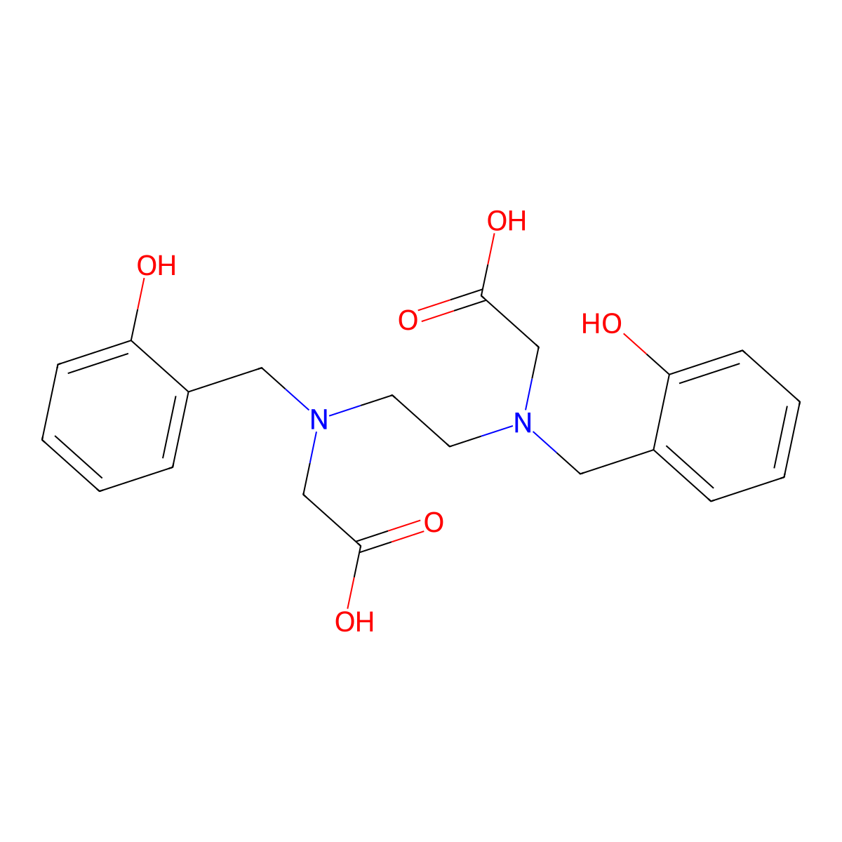 N,N'-Bis(2-hydroxybenzyl)ethylenediamine-N,N'-diacetic acid molecular structure, CAS 35998-29-9
