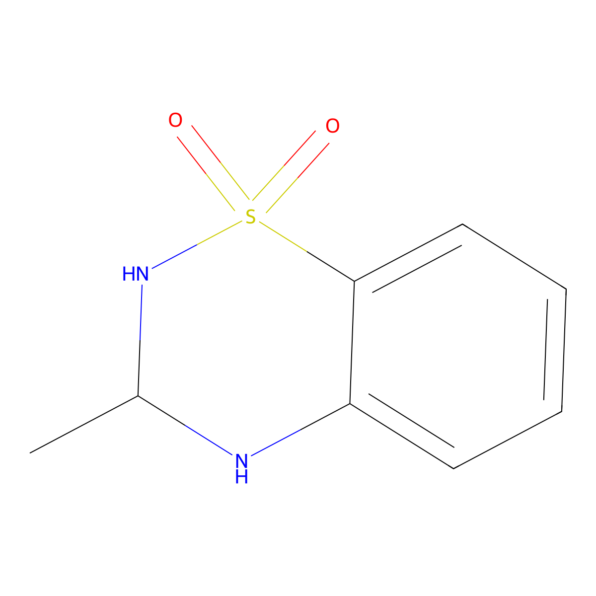 2H-1,2,4-Benzothiadiazine, 3,4-dihydro-3-methyl-, 1,1-dioxide molecular structure, CAS 360-80-5