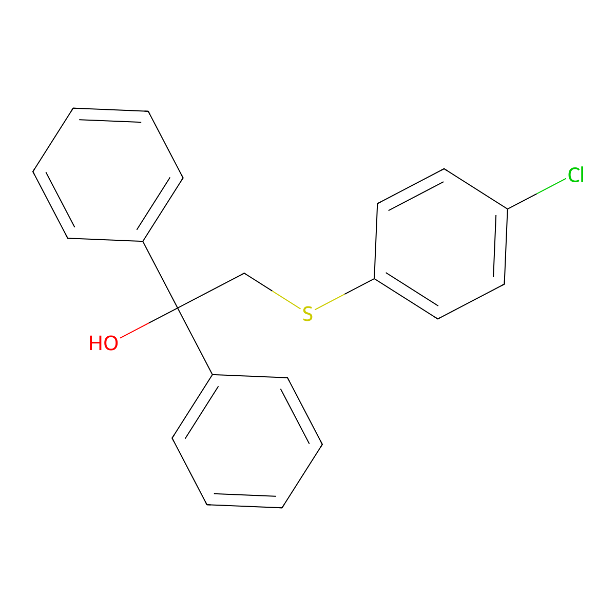 2-[(4-Chlorophenyl)sulfanyl]-1,1-diphenyl-1-ethanol molecular structure, CAS 36000-17-6