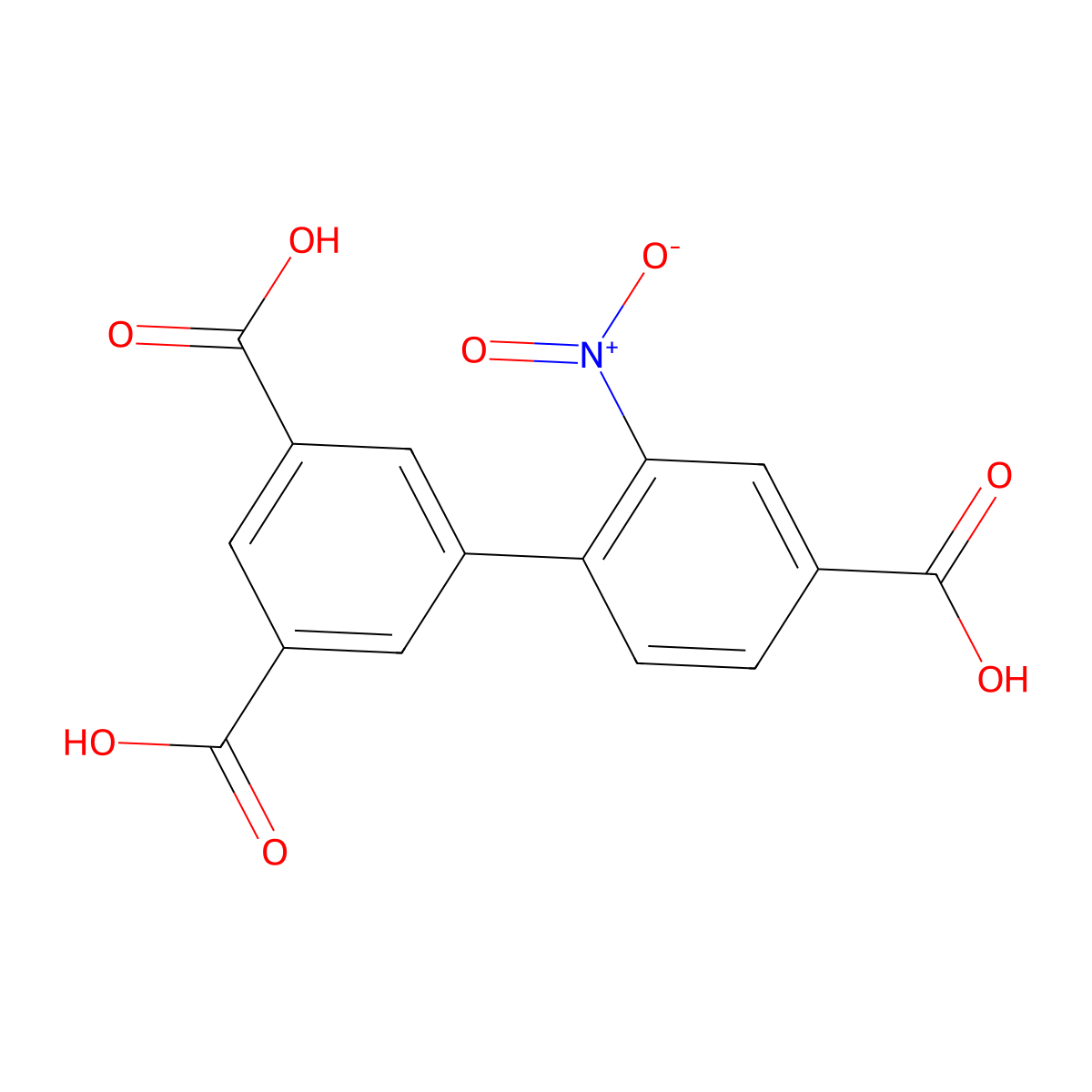 2'-Nitro-[1,1'-biphenyl]-3,4',5-tricarboxylic acid molecular structure, CAS 360042-53-1