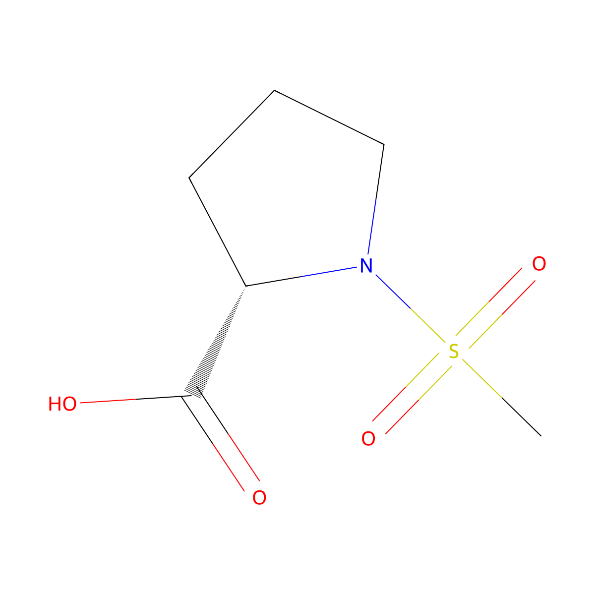 (2S)-1-methanesulfonylpyrrolidine-2-carboxylic acid molecular structure, CAS 360045-22-3