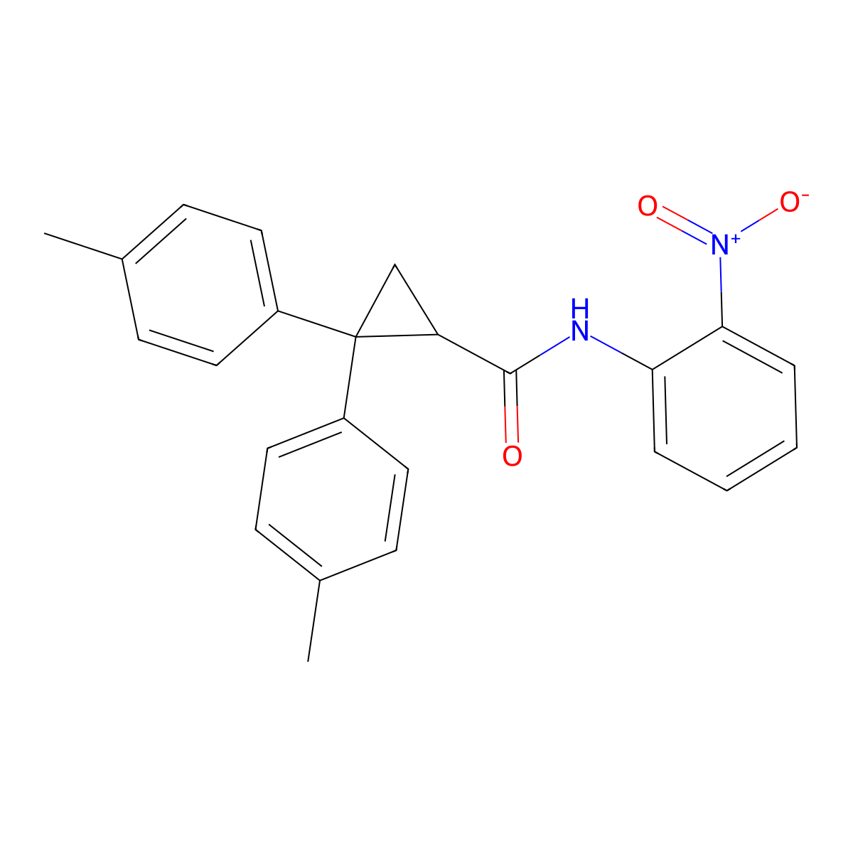 2,2-bis(4-methylphenyl)-N-(2-nitrophenyl)cyclopropane-1-carboxamide molecular structure, CAS 360049-74-7